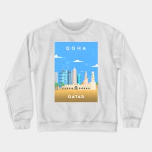 Doha, Qatar - Retro travel minimalist poster Crewneck Sweatshirt